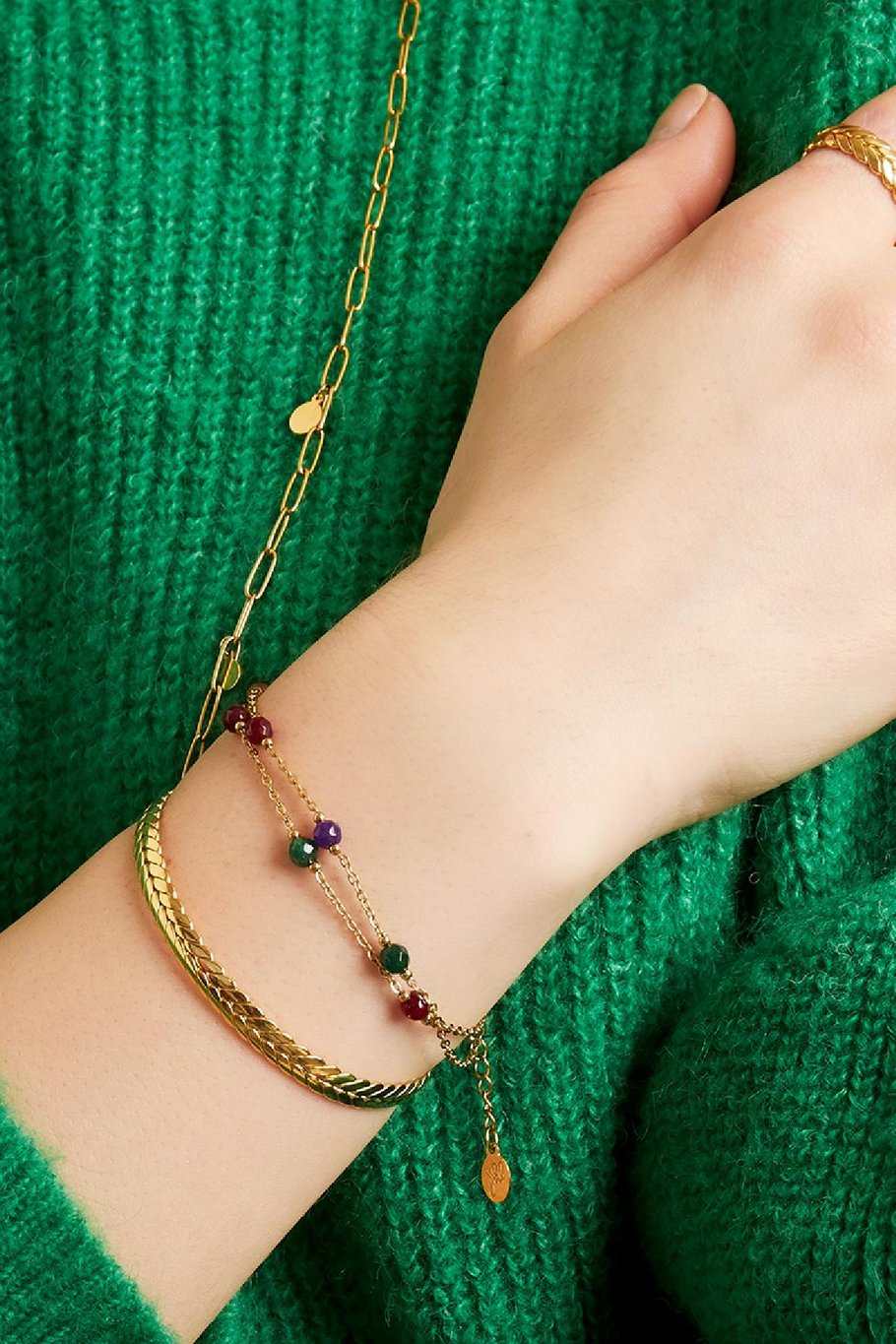 Stainless steel bracelet with colorful stones Silver color Picture3